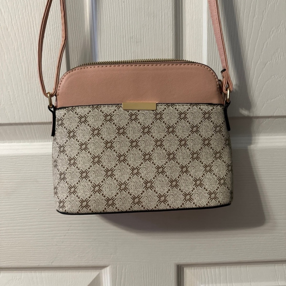 Small Tan, Brown and Pink Cross Body bag NWOT